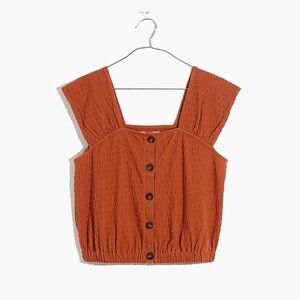 Madewell Crinkle-Knit Button-Front Top